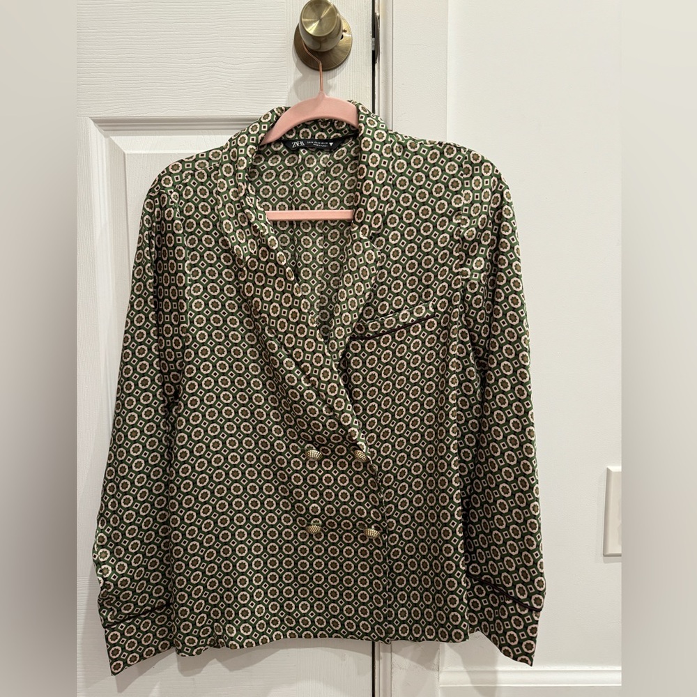 Zara shirt pajama style satin feel